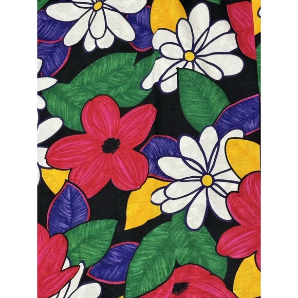 Leslie Fay Strapless Floral Maxi Dress 14 Vintage 80s Bold Mod Floral High Slit - Picture 3 of 7